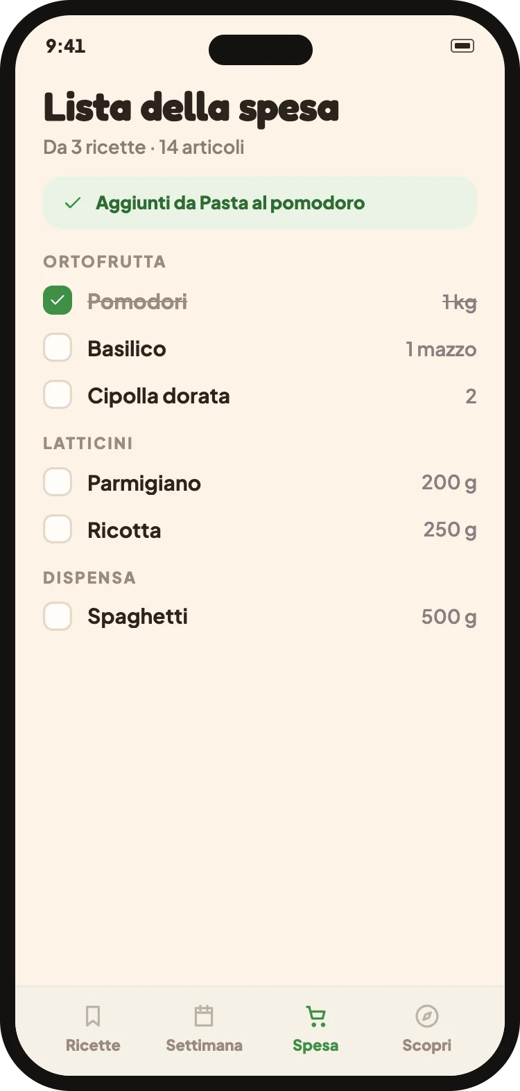 La lista della spesa unita