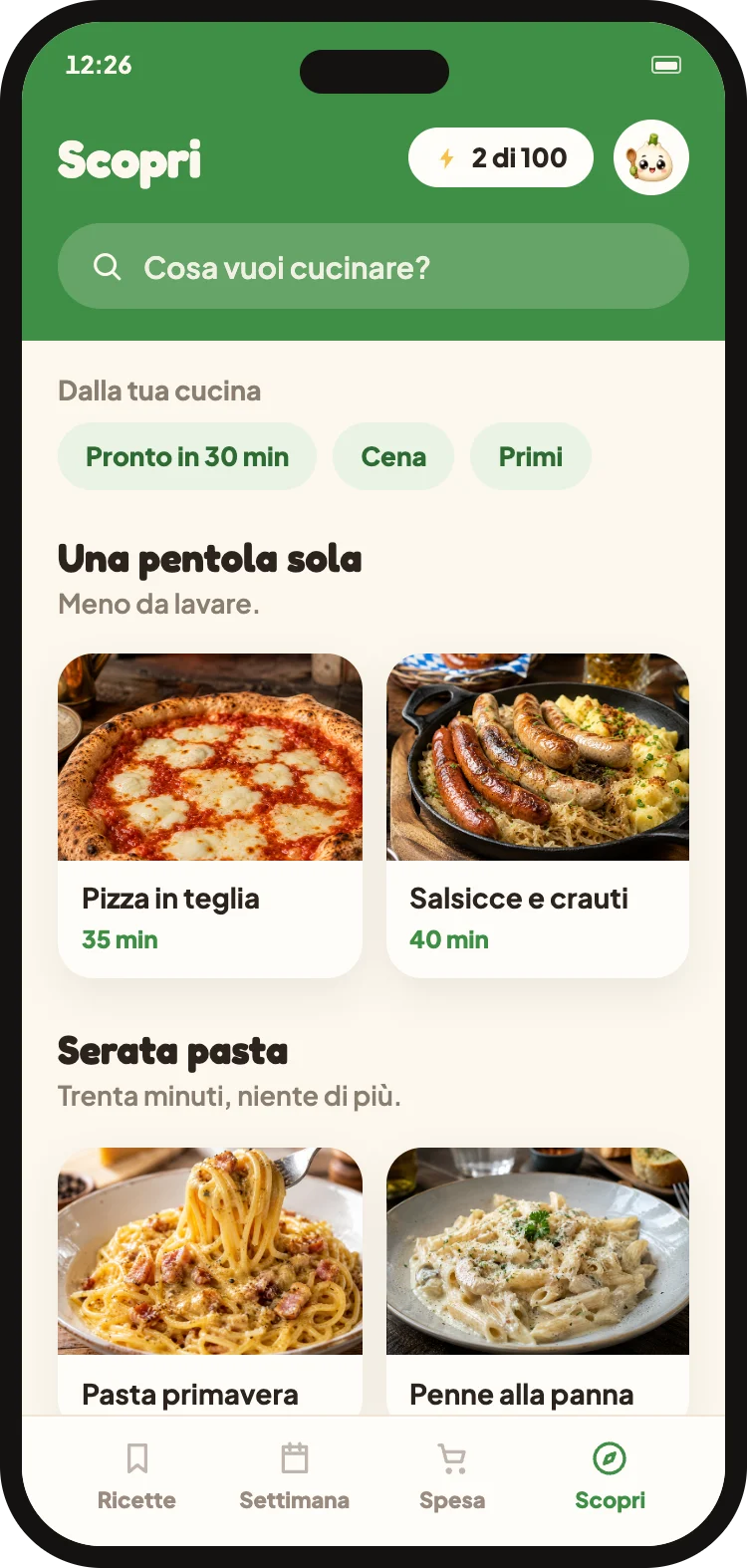 La sezione Scopri con ricette nuove