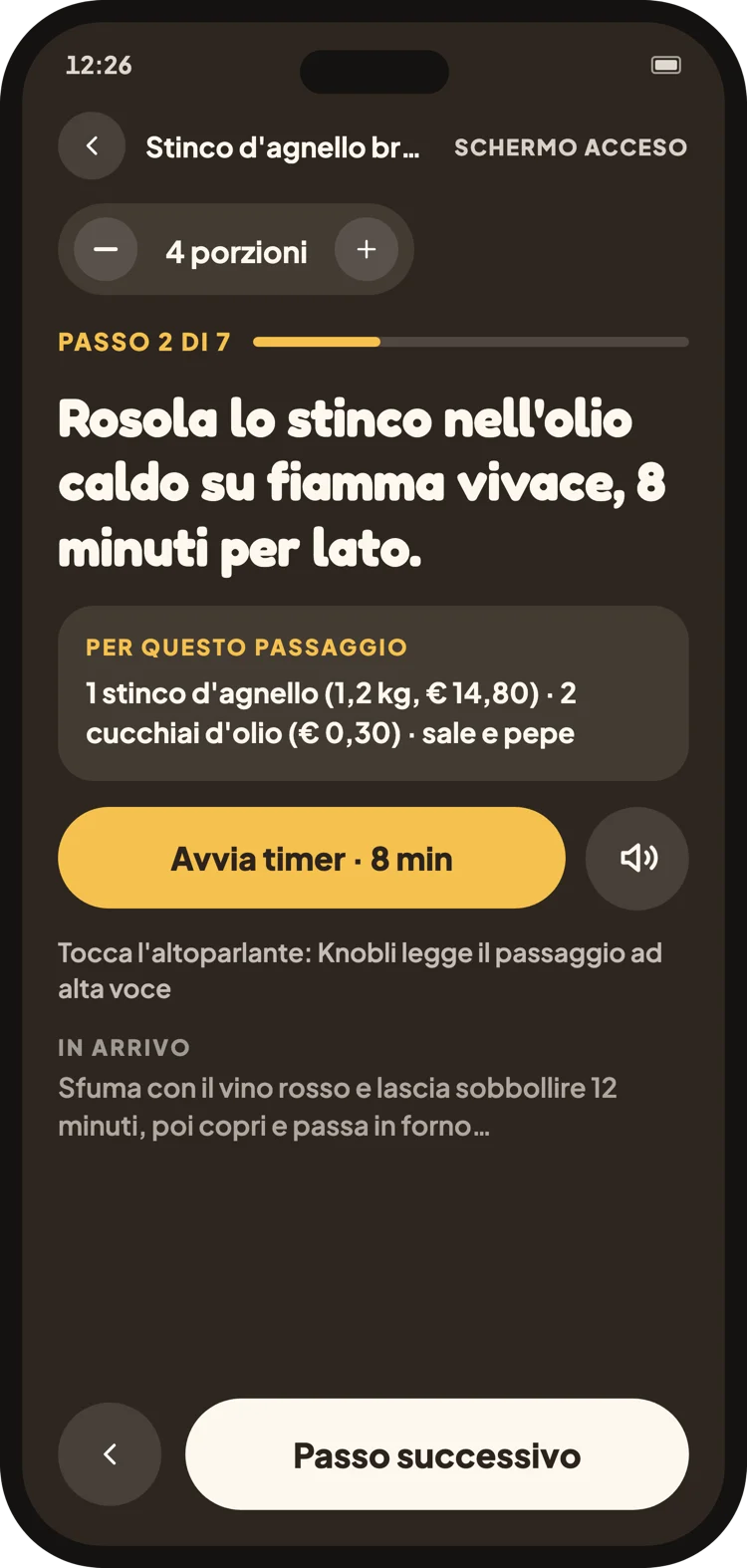 Modalita cucina, un passaggio per volta