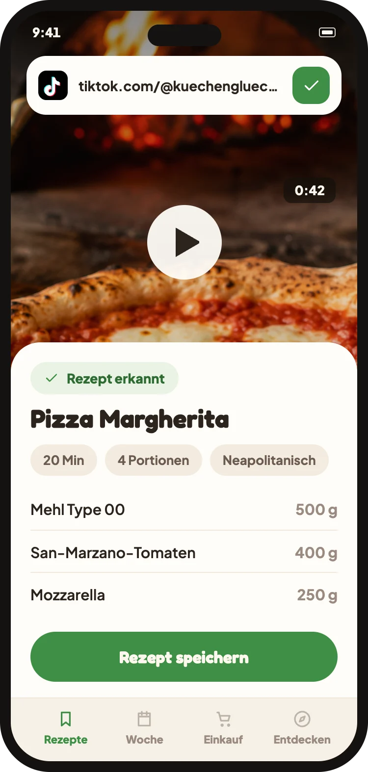 Link einfuegen, Cucinario liest das Video