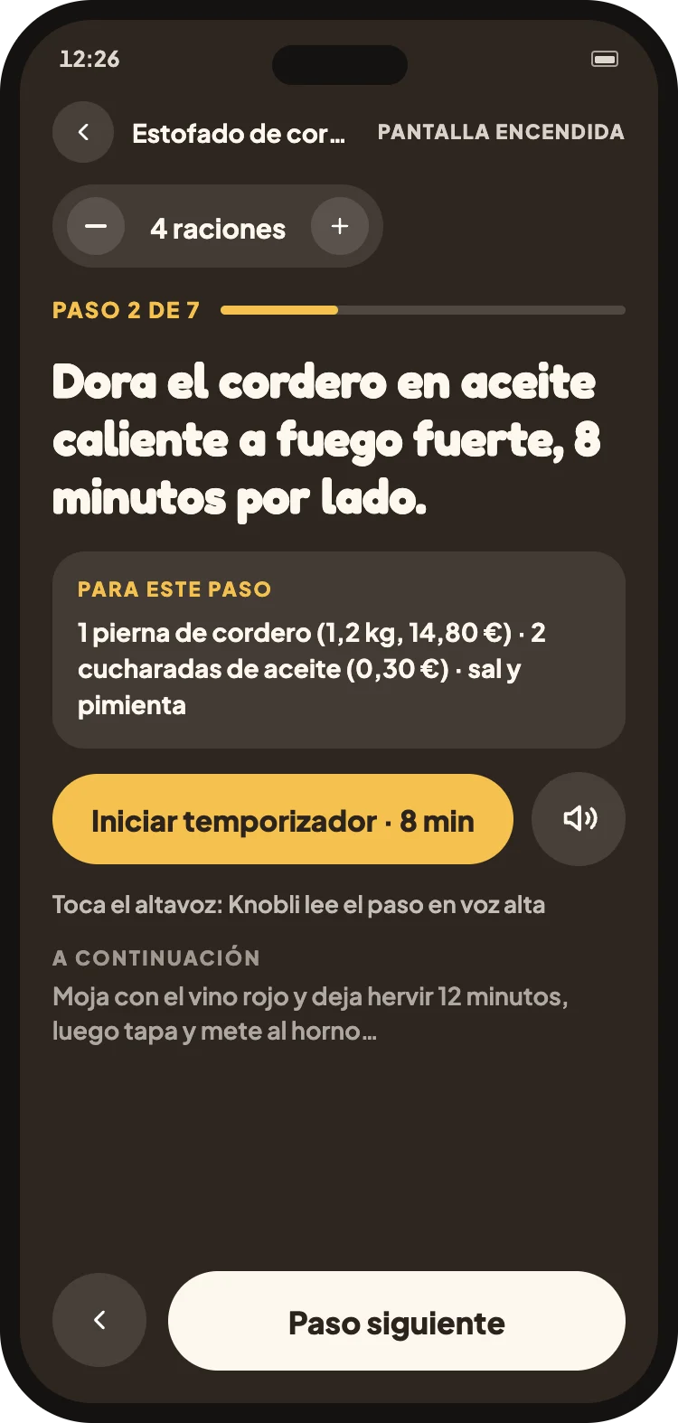 Modo cocina, un paso a la vez